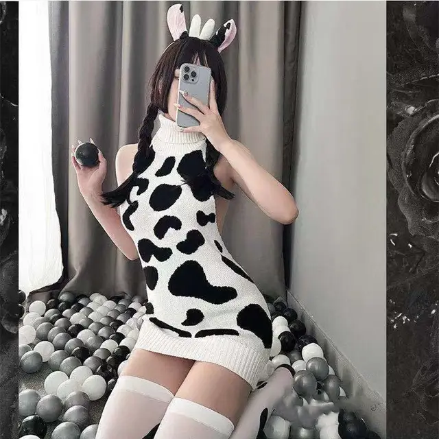 Women's Fashion Mid Length Turtleneck Cow Print Skirt 1 Style - Shop at LoveMi