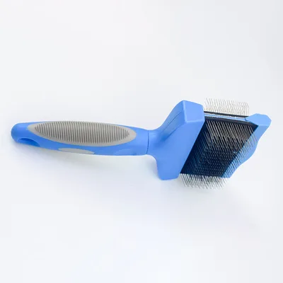 Pet Self Cleaning Hair Brush Cleaning Pets Supplies Cat Double Sided Soft Comb Blue Small - Shop at LoveMi