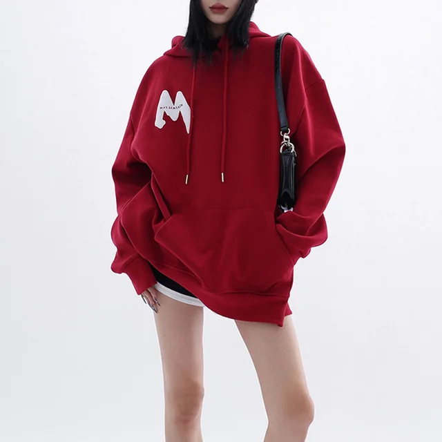 Women's Design M Foam Letters Hoodie Red - Shop at LoveMi