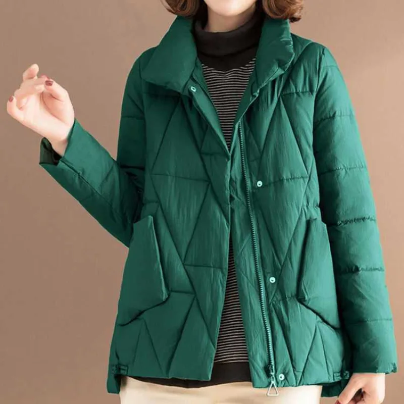 Short Cotton Coat Loose Large Size All Match Small Padded Jacket Green - Shop at LoveMi