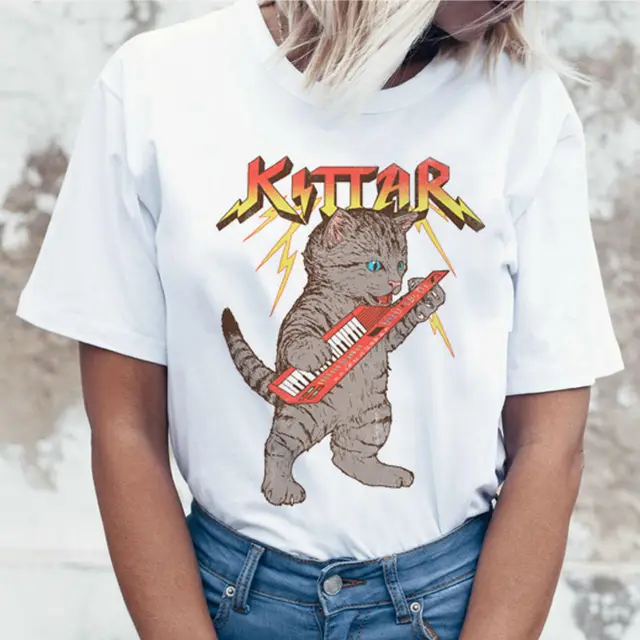 Spoof Cat Titanic Funny Van Gogh Impression Painting Printed T shirt Unisex Couple T shirt Street 10658 - Shop at LoveMi