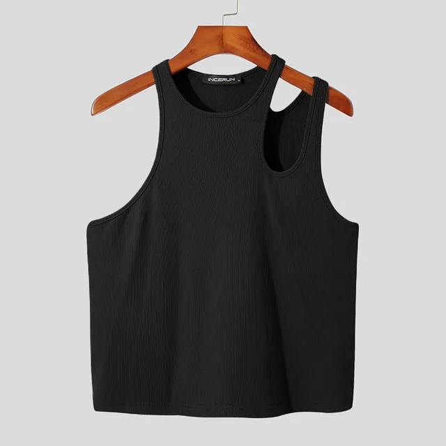 Men's Sleeveless Solid Color Personality Breathable Tank Top Black - Shop at LoveMi