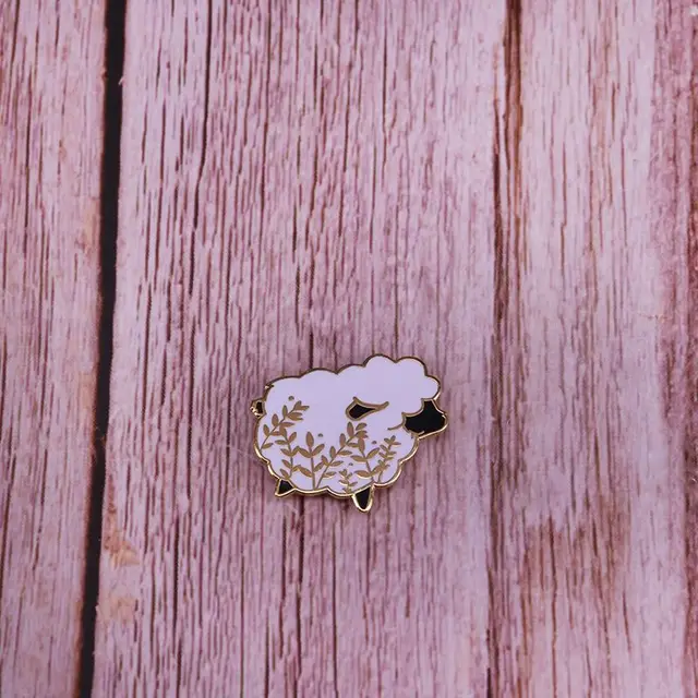 Cute Sheep Brooch Floral Art Badge Gold - Shop at LoveMi