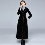 Women's Long Trench Coat From Knee To Ankle Temperament - Black
