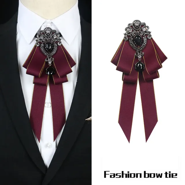 Men's And Women's Style Collar Pin Temperament Bow Tie British Collar Flower Jujube Red - Shop at LoveMi