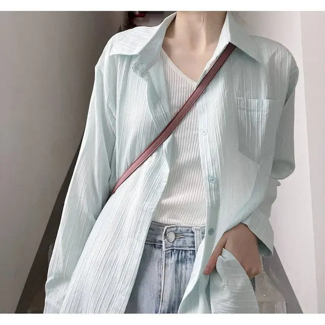 Sun Protection Shirt Women's Summer New Elegant Niche Mid length Thin Cardigan Jacket Long sleeved Korean Gentle Top Light Green - Shop at LoveMi