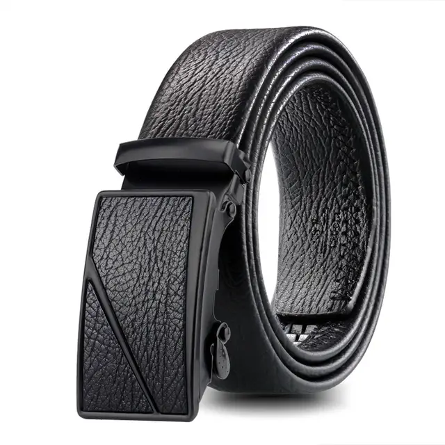 Covered Edge Scratch resistant Men's Leather Belt Black Bark Pattern Men's Belt Z Style - Shop at LoveMi