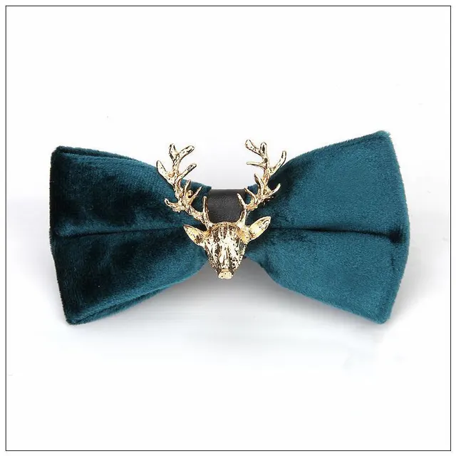 Gold Velvet Christmas Elk Head Wedding Bow Tie Lt002 - Shop at LoveMi