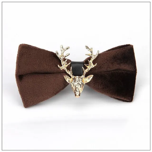 Gold Velvet Christmas Elk Head Wedding Bow Tie Lt006 - Shop at LoveMi