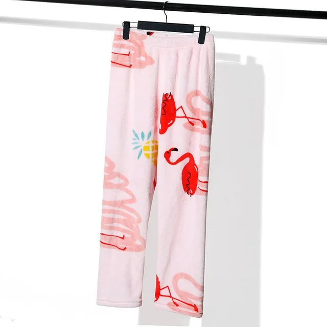 Thickened Autumn And Winter Flannel Warm Home Pants Pink - Shop at LoveMi
