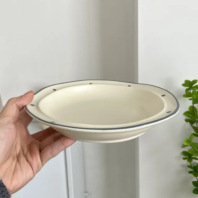 Japanese Simple Tableware Ins Style Ceramic Cake Plate 8.5Inch Soup Pan - Shop at LoveMi