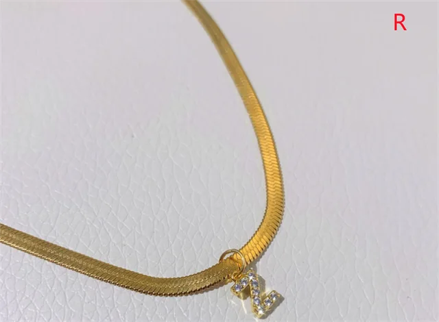 26 Letters Cold Wind Micro Inlaid Zircon Clavicle Chain R - Shop at LoveMi