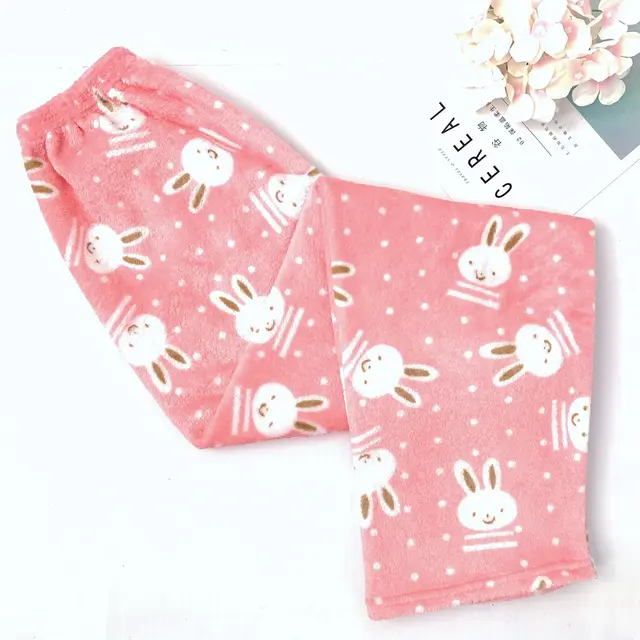 Home New Flannel Women's Pajama Pants Pink Dot Rabbit - Shop at LoveMi