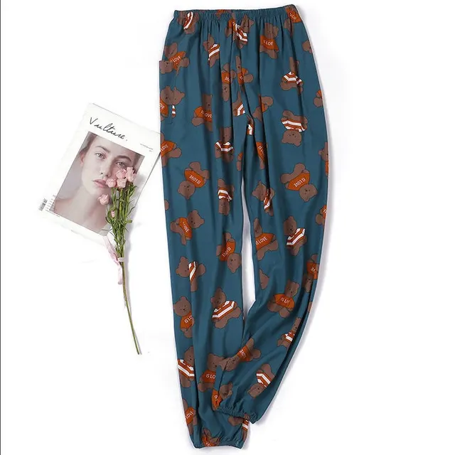 Women's Plus Size Cotton Pajama Pants Pants Green Bear - Shop at LoveMi