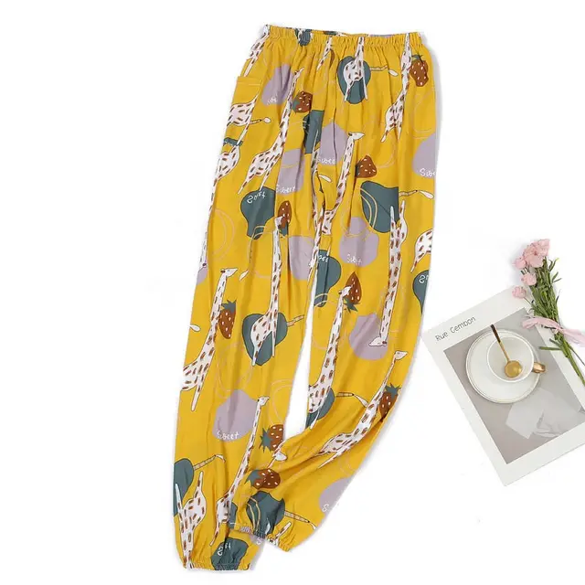 Women's Plus Size Cotton Pajama Pants Yellow Giraffe - Shop at LoveMi