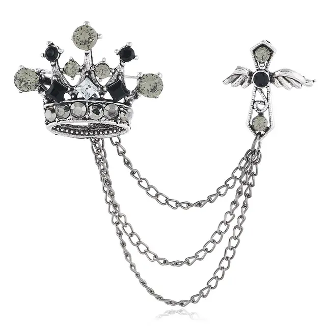 Creative Skull Palm Tassel Brooch Personalized Collar Pin Clothing Crown - Shop at LoveMi