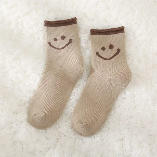 Thickened Fleece lined Warm keeping Socks Women's Autumn And Winter Mid calf Curling Loose Cotton Socks Camel - Shop at LoveMi