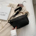 Braided Women's Bag With Oblique Chest And Shoulder - Black
