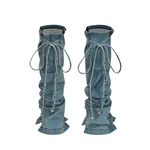Versatile Shaped Strap Stretch Denim Leg Covers - Photo Color