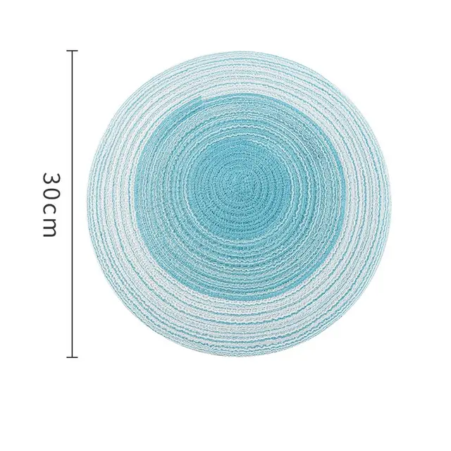 Nordic Round Heat Proof Mat Japanese Cotton Linen Plate Mat Light Blue - Shop at LoveMi