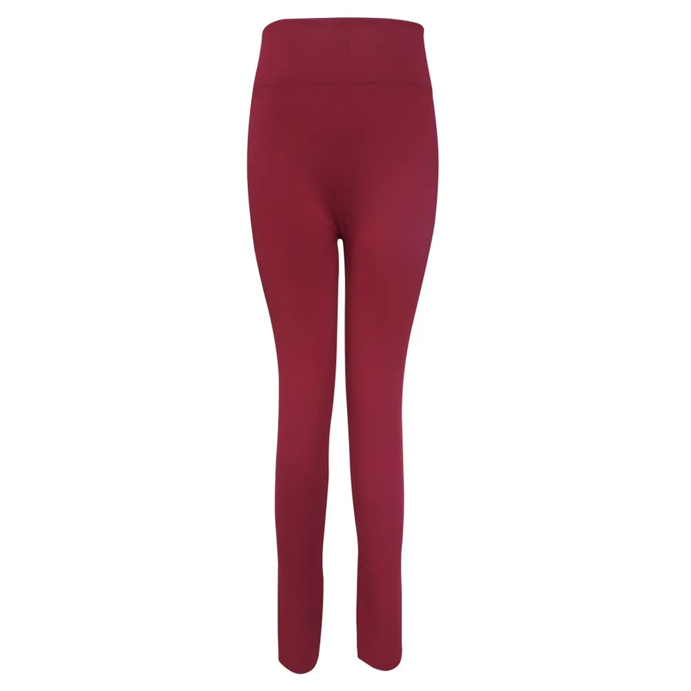 Super Stretch Seamless Knit Brushed Leggings - Red3Pairs