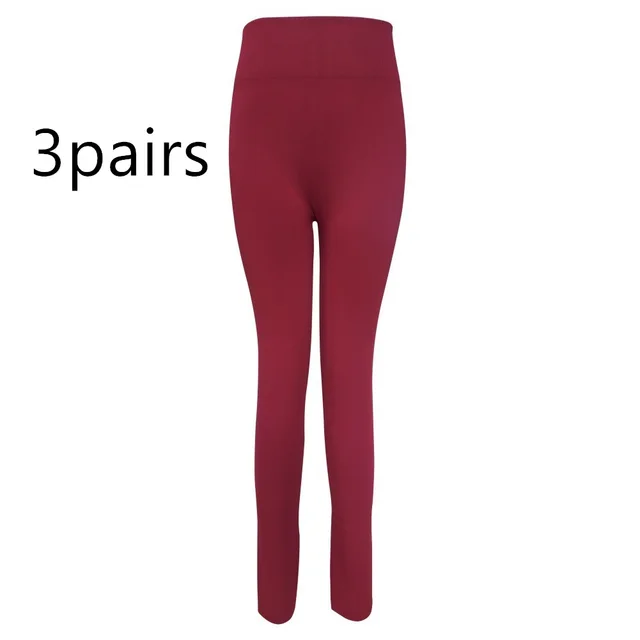 Super Stretch Seamless Knit Brushed Leggings Red3Pairs - Shop at LoveMi
