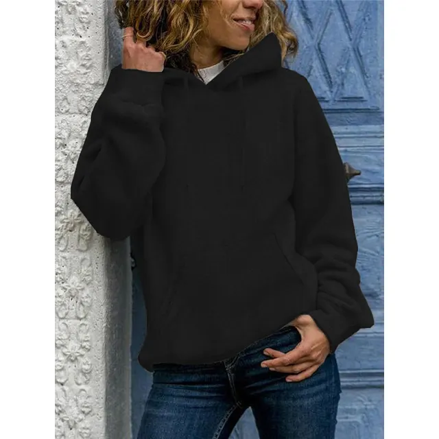 Loose Top Women's Solid Color Crew Neck Sweater Black - Shop at LoveMi
