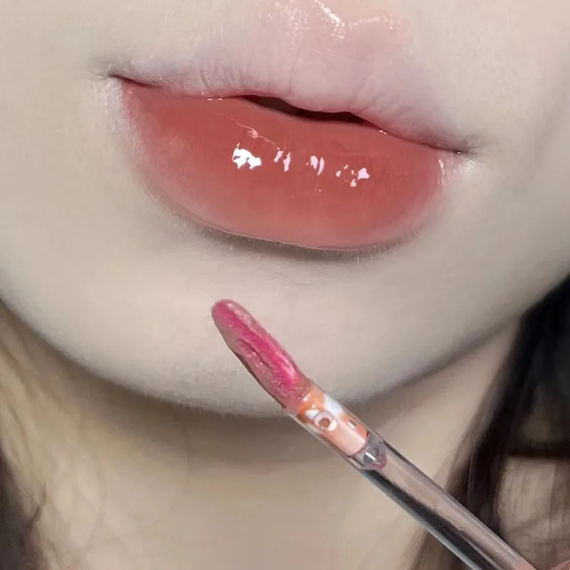 Mirror Lip Lacquer Water Glass Jelly Round Tube Lip Gloss - B08 Orange Peel Fresh Twist