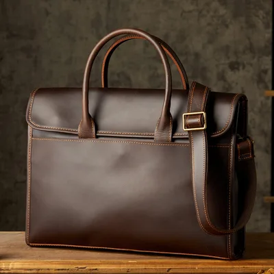 Men's OL Business Casual Leather Briefcase Brown - Shop at LoveMi