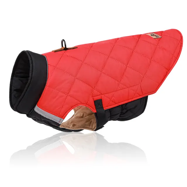 New Style Pet Clothes Reflective Warm Cotton Padded Coat Red Black - Shop at LoveMi