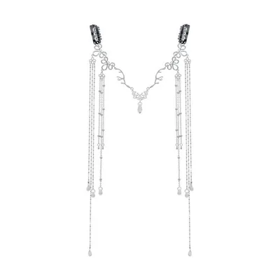 Retro Handmade Water Drop Fringed Hairpin Curtain Silver - Shop at LoveMi