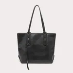 Simple Design Large Capacity Shoulder Bag - Black