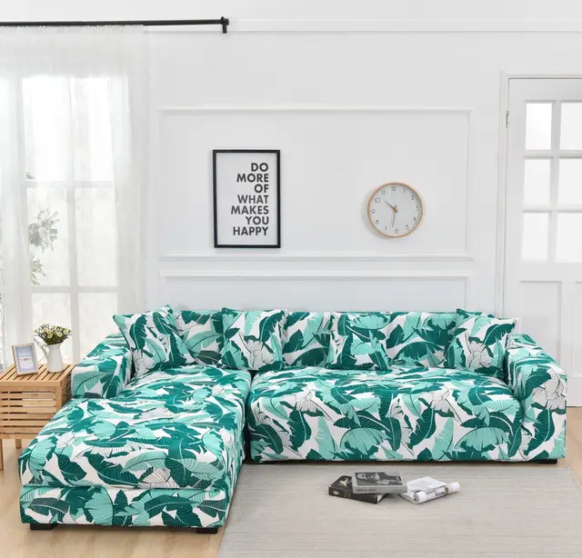 L Shape For Living Room Sofa Protector Anti dust Elastic Stretch Covers Green - Shop at LoveMi