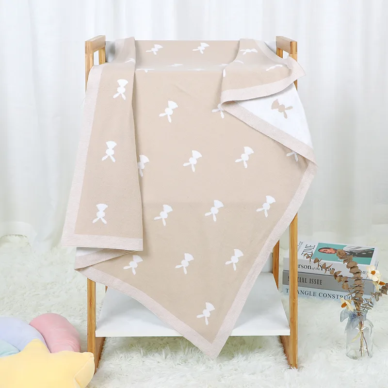 Baby Cartoon Knitted Cotton Cute Windproof Blanket - Camel