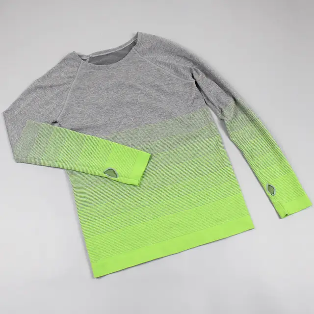 Sports Long Sleeve Women's Gradient Color Sports Top T shirt Quick drying Green - Shop at LoveMi
