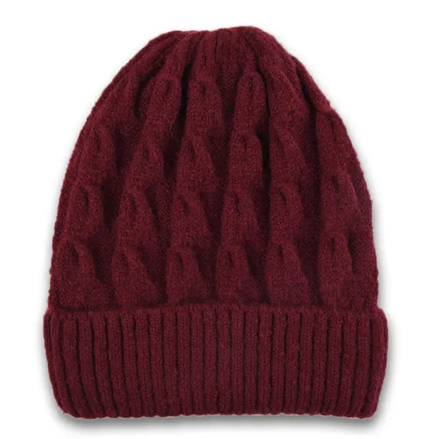 Autumn And WinterSolid Color Beanie Set Wine Red - Shop at LoveMi