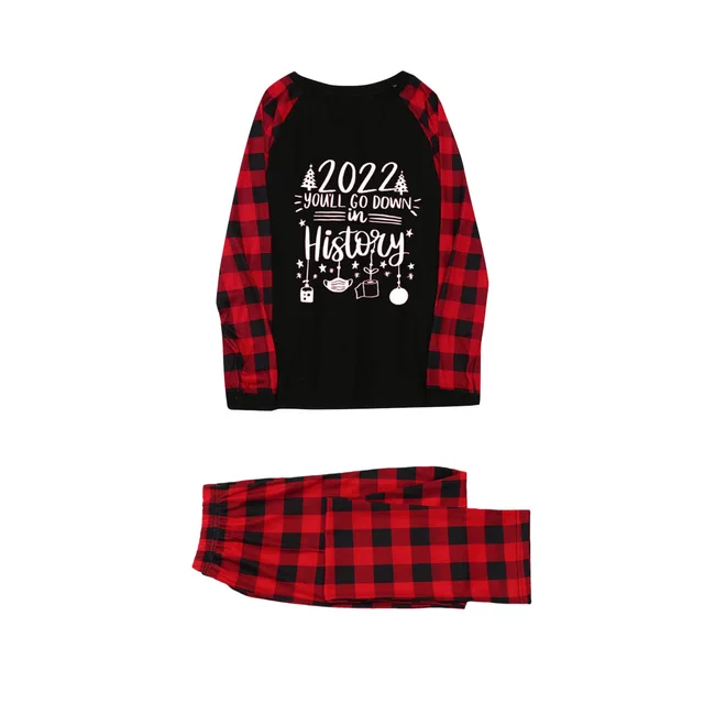 Cartoon Elk Print Home Clothes Pajamas Parent child Wear Black Red - Shop at LoveMi