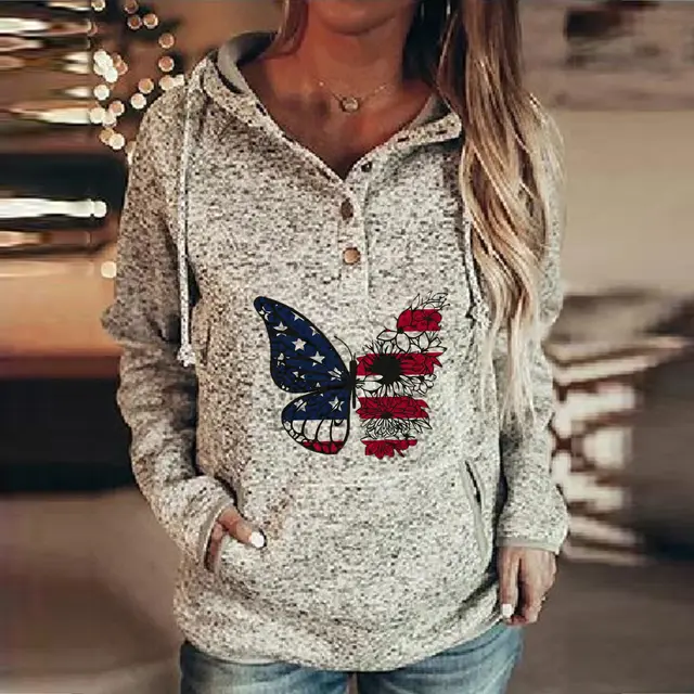 Women's Autumn Winter Hooded Sweater Pullover Top Grey4017 - Shop at LoveMi
