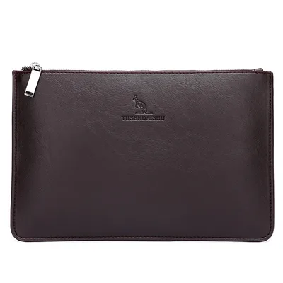 Men's Soft Pu Plaid Business Casual Clutch Brown - Shop at LoveMi