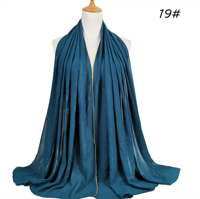 Summer Chiffon 70X180cm Pearl Beaded Scarf Haqing - Shop at LoveMi