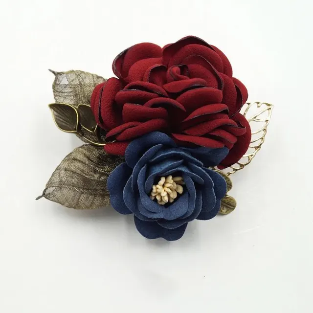 Fabric Flower Brooch Corsage Career Shawl Pin Ornament Wine Red - Shop at LoveMi