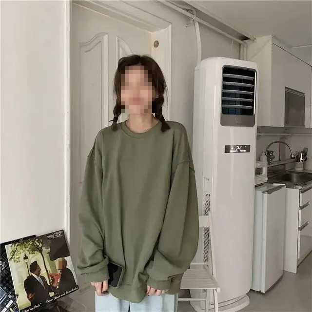 Korean Style Loose Solid Color Pullover Sweater Green - Shop at LoveMi