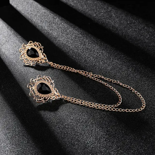 Fashion Shirt Collar Chain Raindrop Fashion Golden Black Gem - Shop at LoveMi