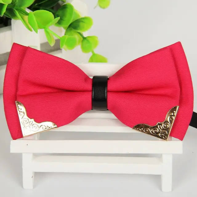 Metal Trim Bow Tie Men's Formal Rose Red - Shop at LoveMi