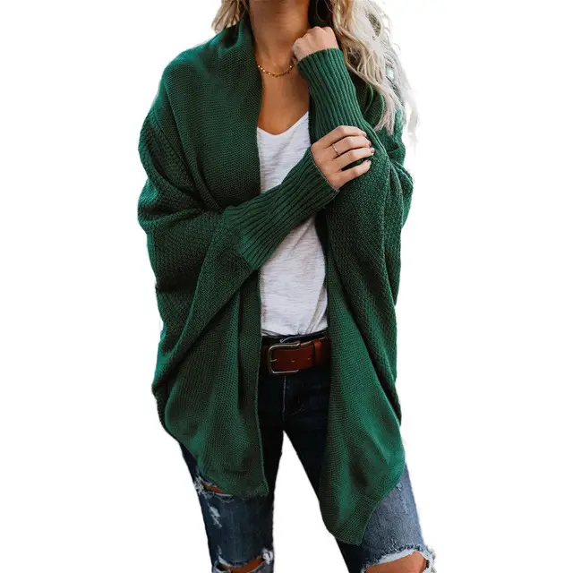 Women's New European And America Large Size Knitted Cardigan Green - Shop at LoveMi