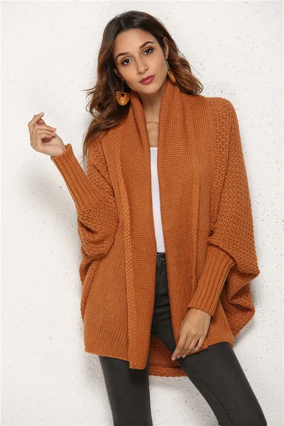 Women's New European And America Large Size Knitted Cardigan Red Coffee - Shop at LoveMi