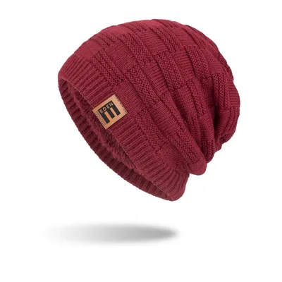 Men's Korean Style Trendy Knitted Wool Hat Wine Red - Shop at LoveMi