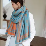 Women's Korean Style Air Conditioning Shawl Thickened Warm Scarf - Xhk79Blueorange - View 1