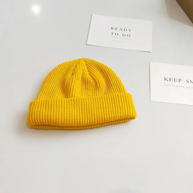 Women's Dome Short Knitted Wool Hat Yellow - Shop at LoveMi