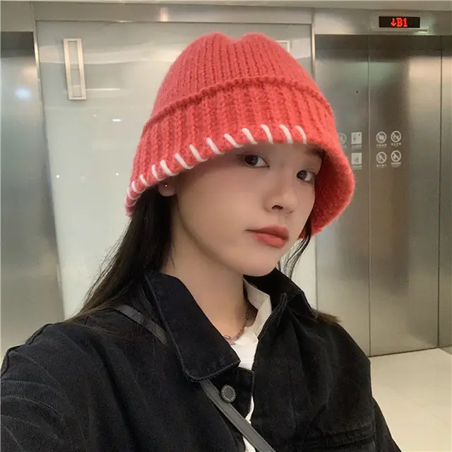 Women's Retro Handmade Crochet Wool Bucket Hat Orange - Shop at LoveMi
